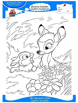 Çocuklar İçin Bambi Boyama Sayfaları 